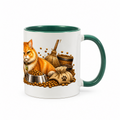 Katzen-Kaffeebecher Jungfrau — Grün/Weiß