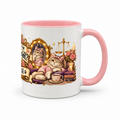 Katzen-Kaffeebecher Waage — Rosa/Weiß