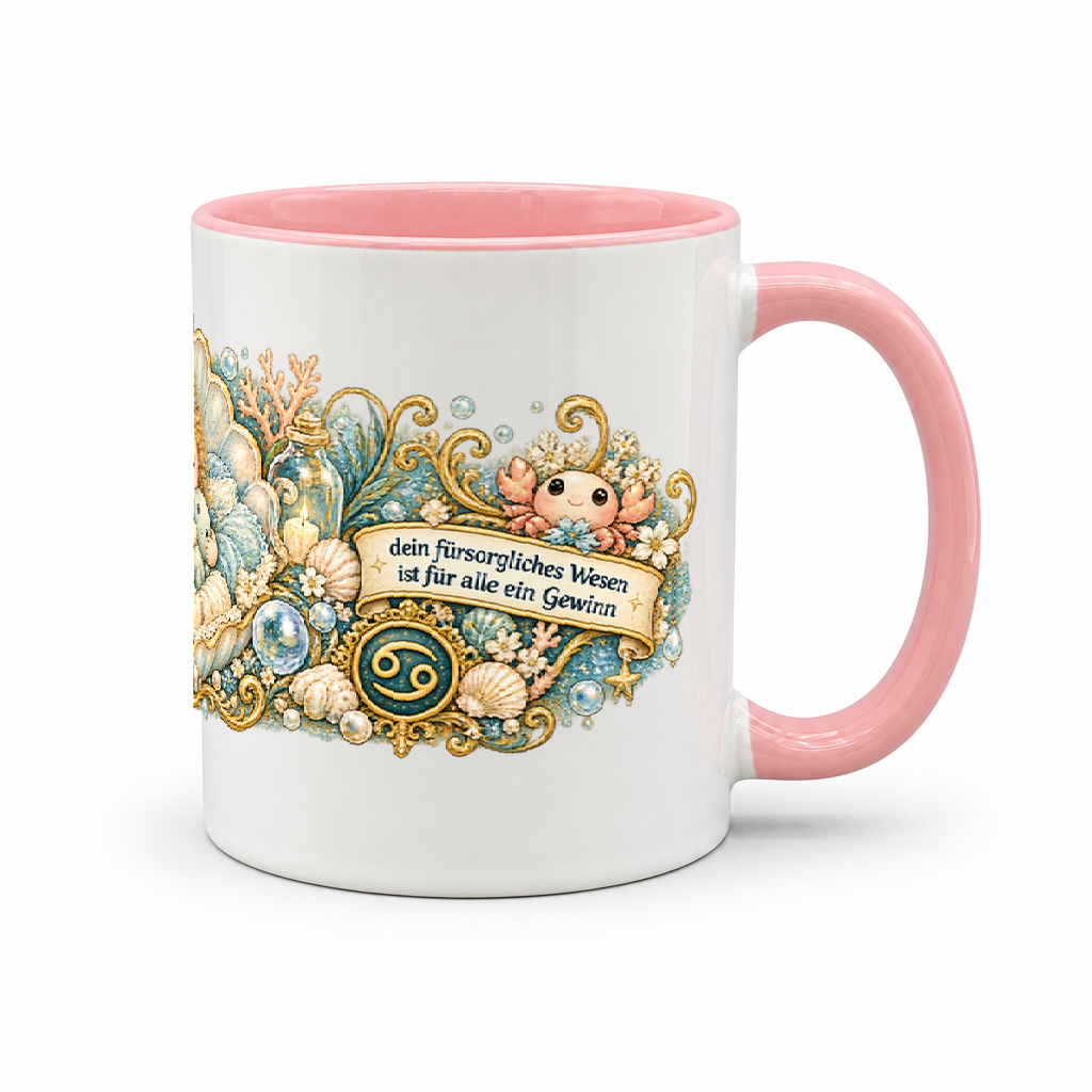 Baby Becher Krebs — Rosa/Weiß
