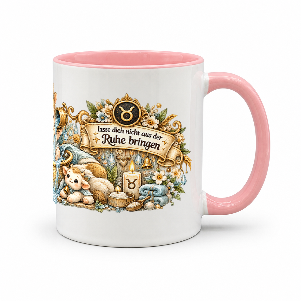 Baby Becher Stier — Rosa/Weiß