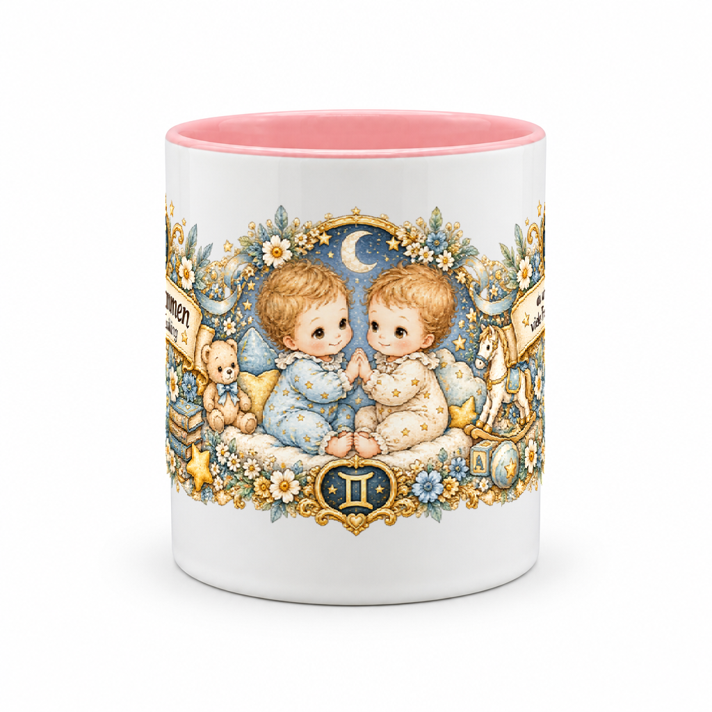 Baby Becher Zwilling — Rosa/Weiß (Mitte)