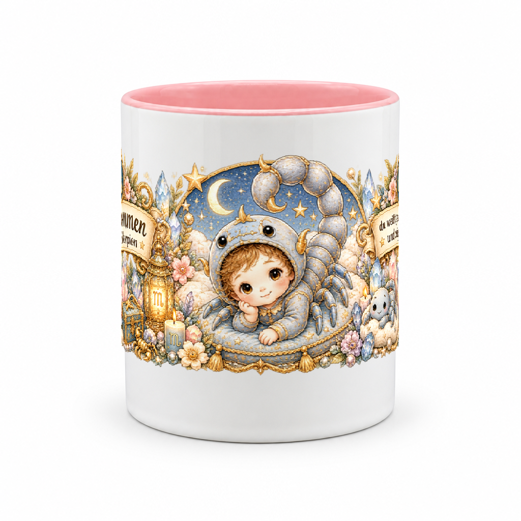 Baby Becher Skorpion — Rosa/Weiß (Mitte)