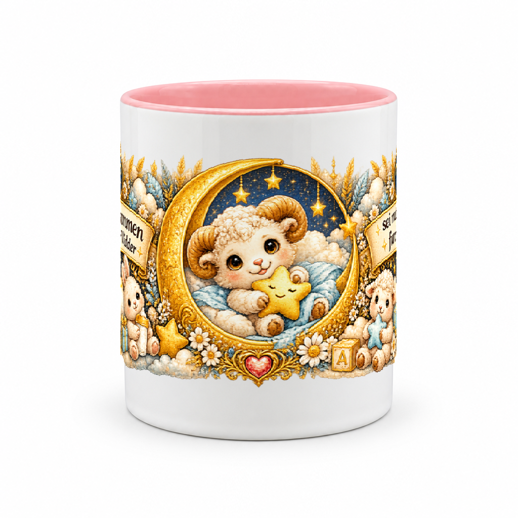 Baby Becher Widder — Rosa/Weiß (Mitte)