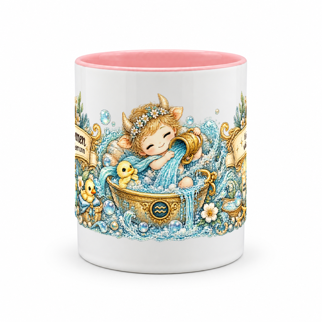 Baby Becher Wassermann — Rosa/Weiß (Mitte)