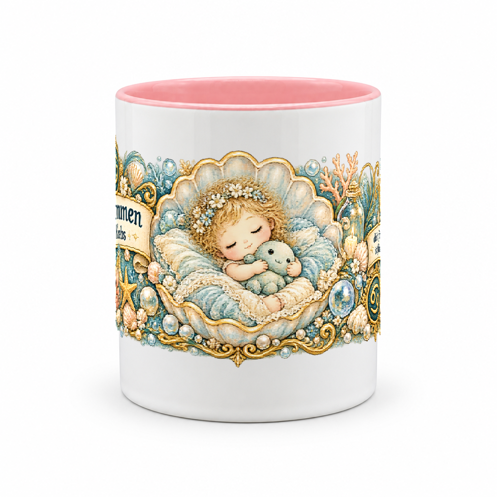 Baby Becher Krebs — Rosa/Weiß (Mitte)