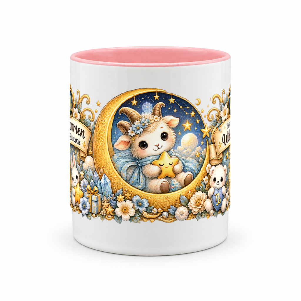 Baby Becher Steinbock — Rosa/Weiß (Mitte)