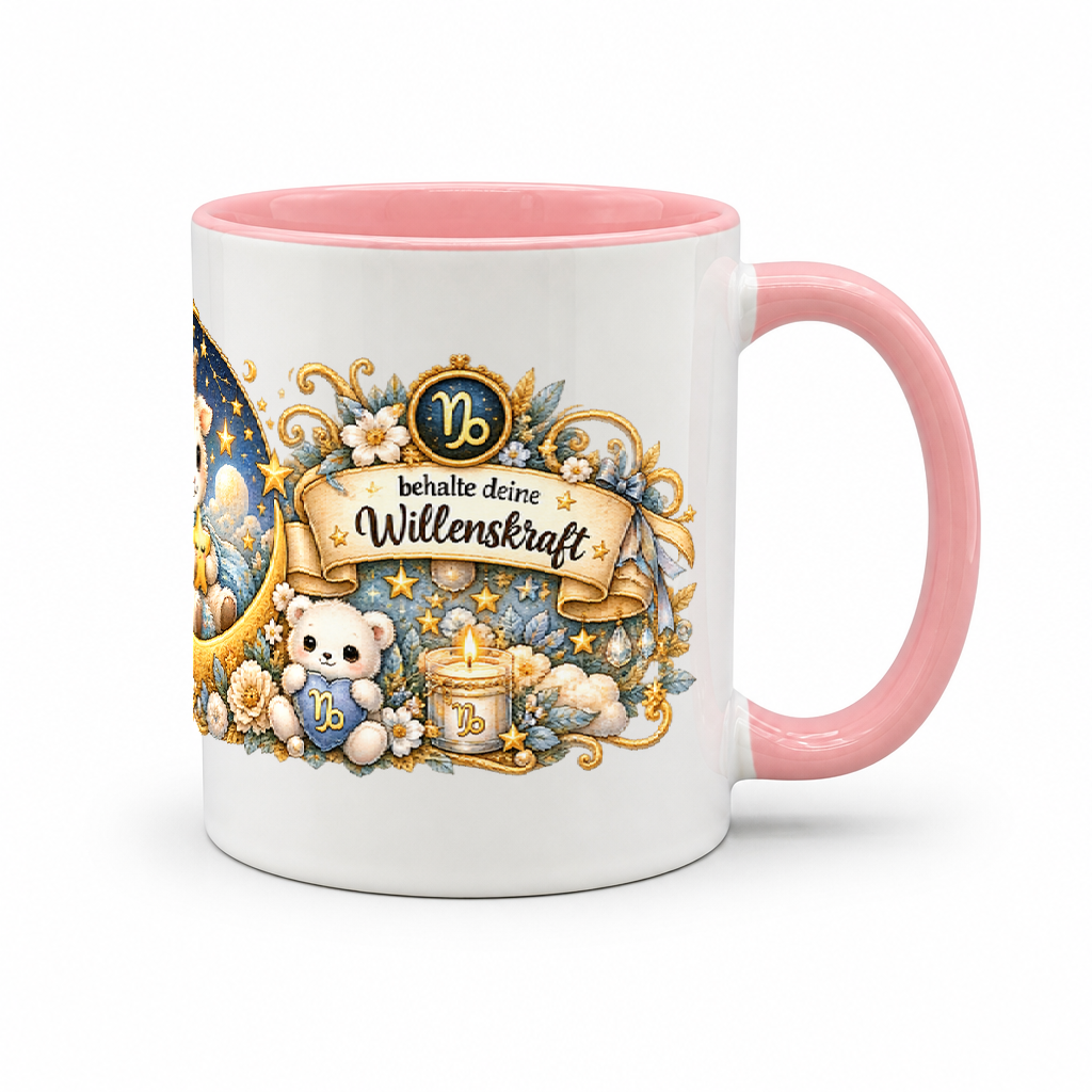 Baby Becher Steinbock — Rosa/Weiß