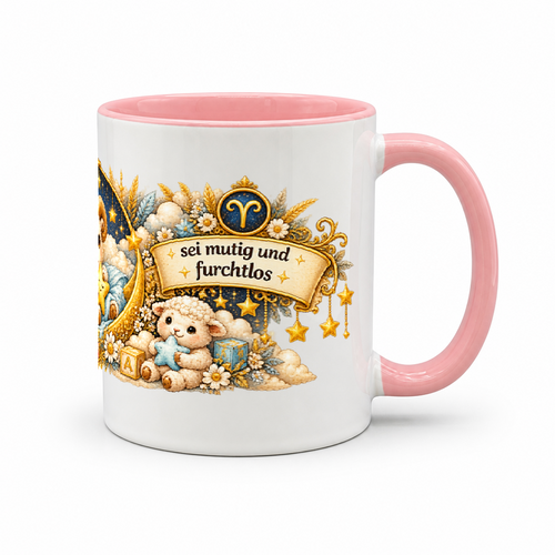 Baby Becher Widder — Rosa/Weiß