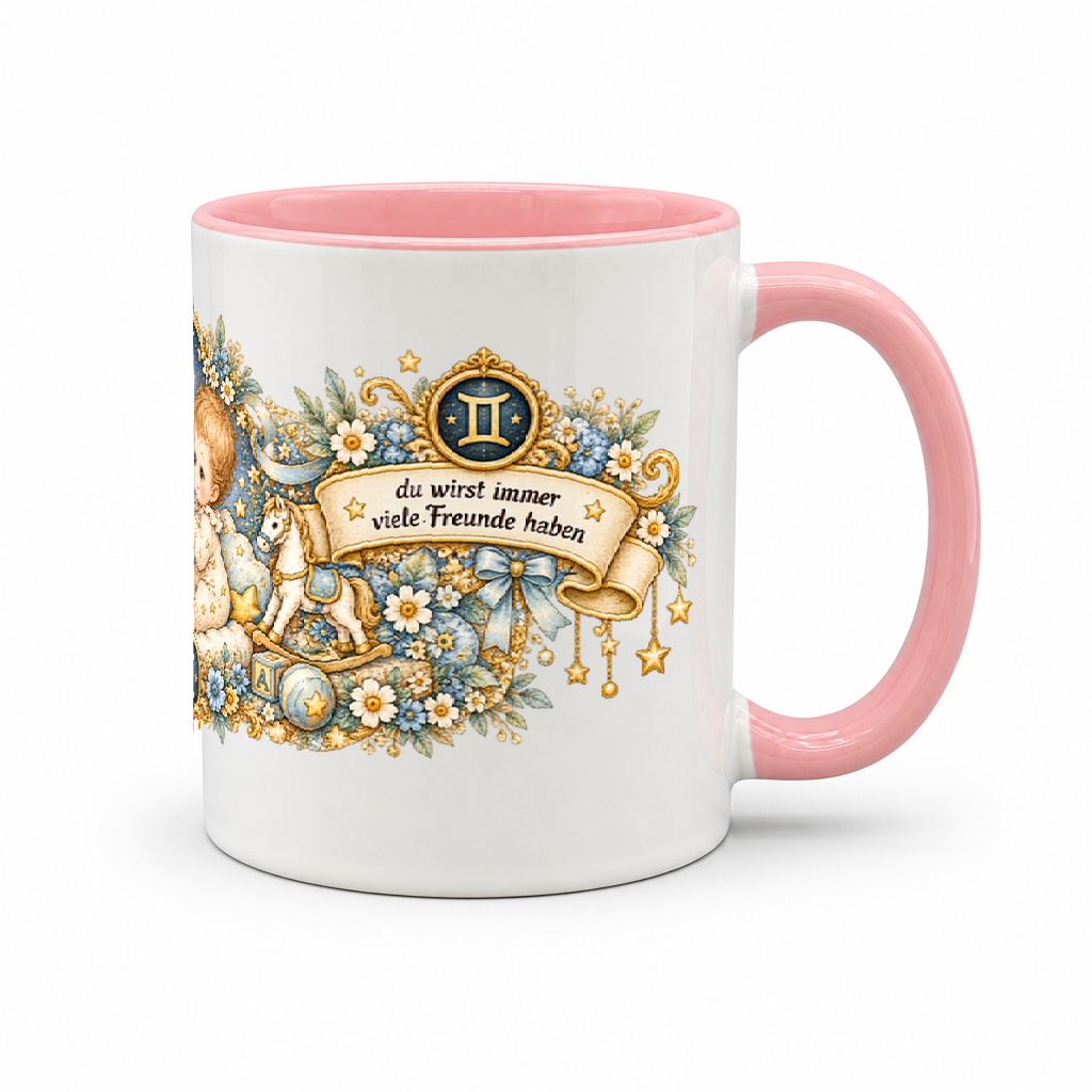 Baby Becher Zwilling — Rosa/Weiß