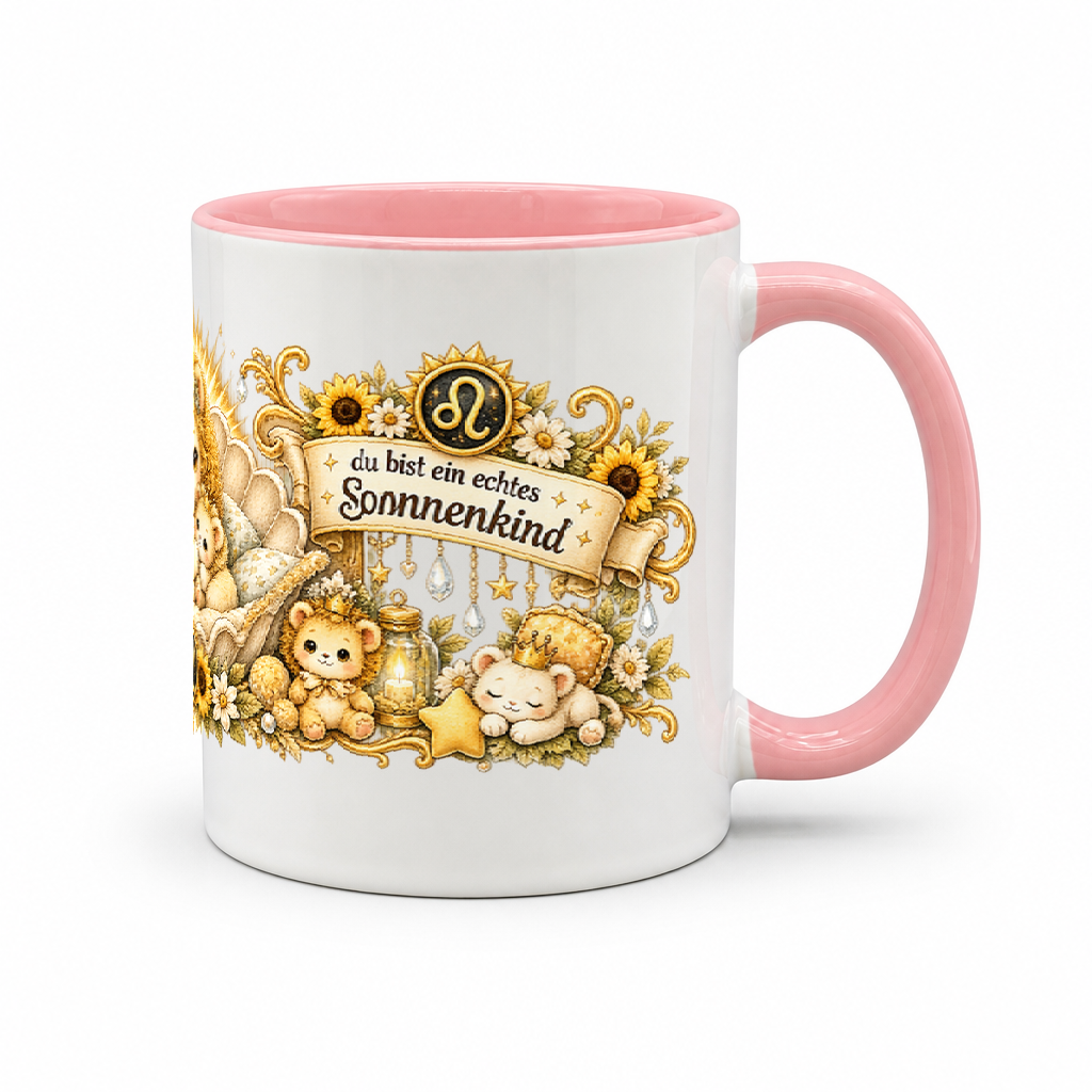 Baby Becher Löwe — Rosa/Weiß