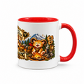 Katzen Kaffeebecher Widder — Rot/Weiß