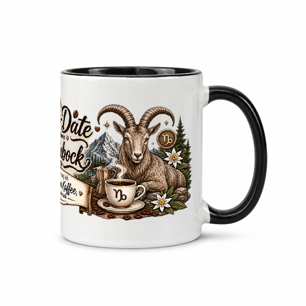 Steinbocktasse Kaffee — Schwarz/Weiß