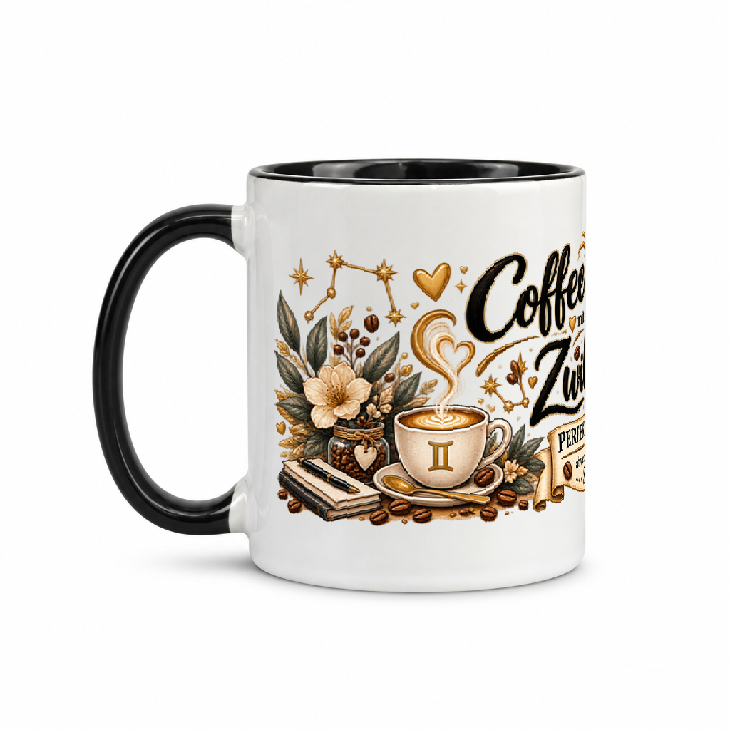 Zwillingtasse Kaffee — Schwarz/Weiß (Henkel links)