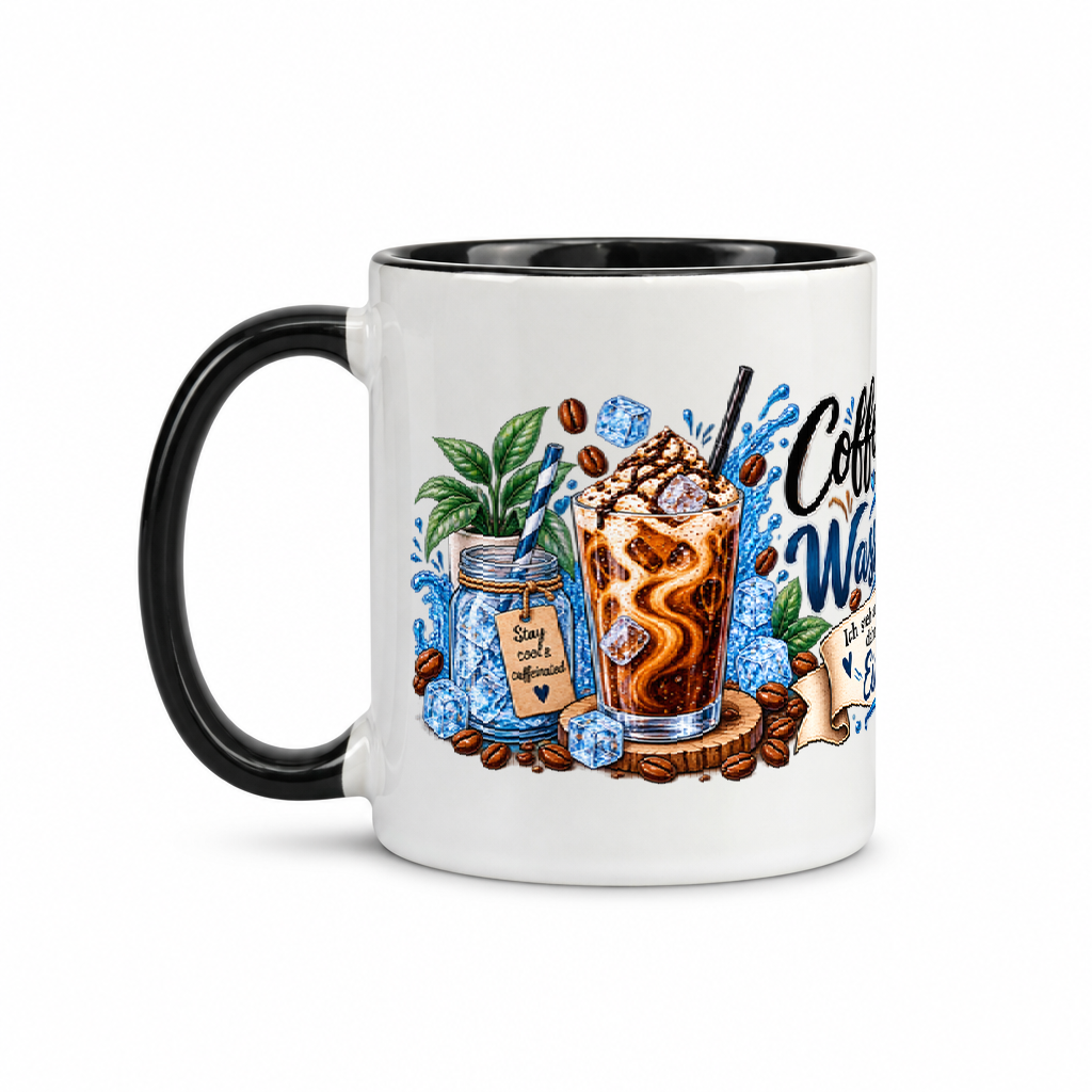 Wassermanntasse Kaffee — Schwarz/Weiß (Henkel links)