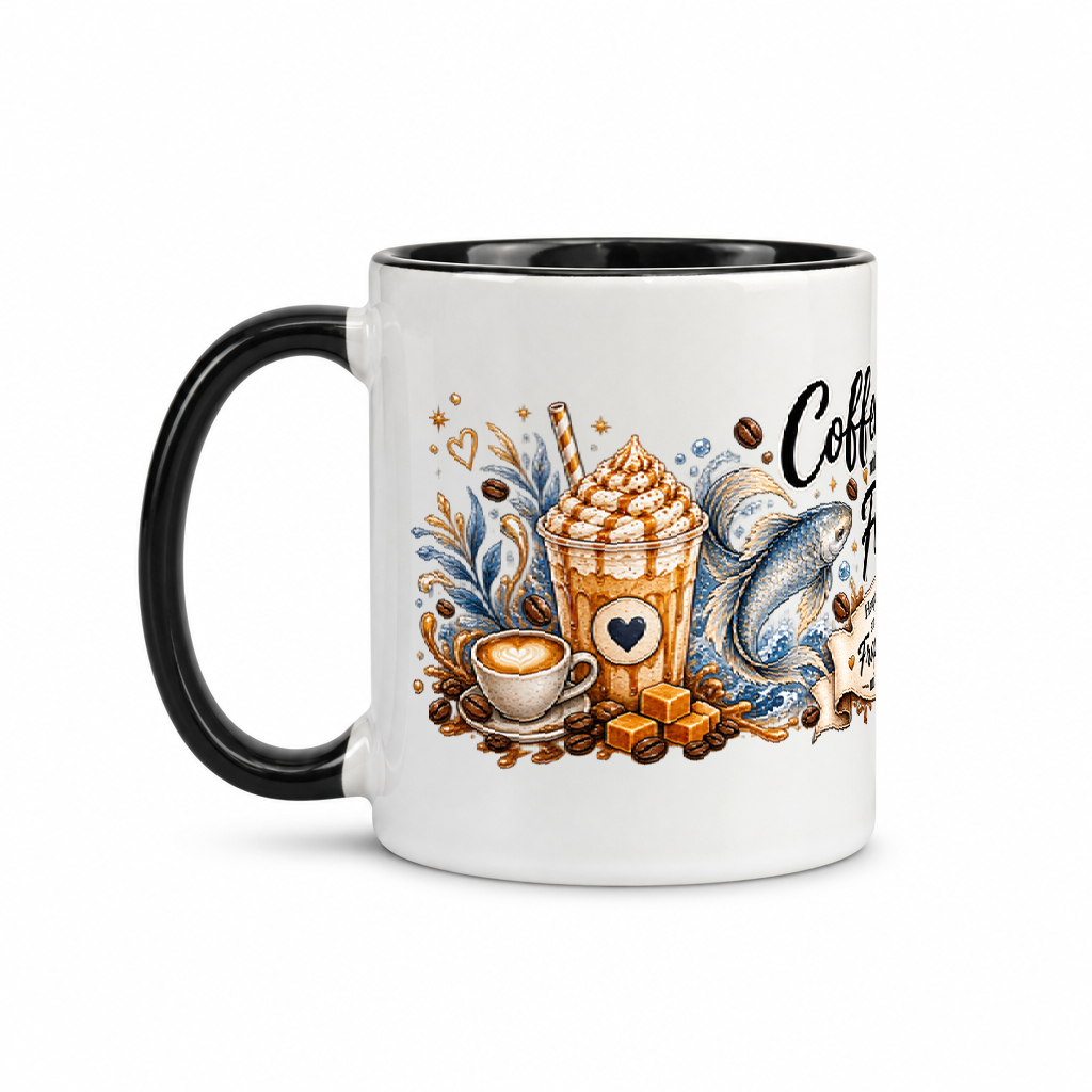 Fischetasse Kaffee — Schwarz/Weiß (Henkel links)