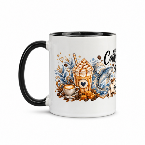 Fischetasse Kaffee — Schwarz/Weiß (Henkel links)