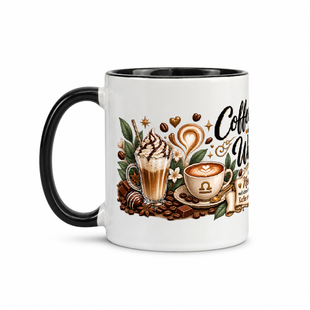 Waagetasse Kaffee — Schwarz/Weiß (Henkel links)