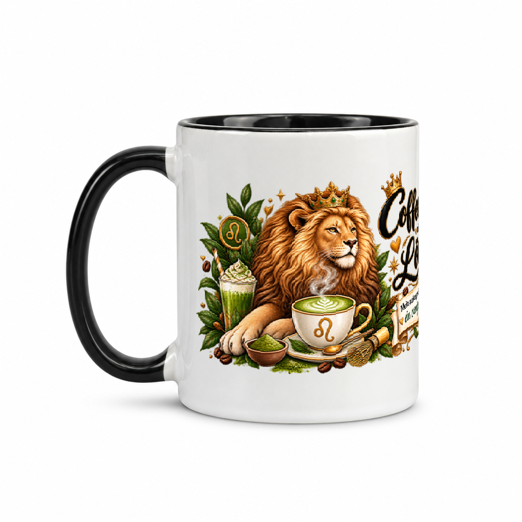 Löwetassee Kaffee — Schwarz/Weiß (Henkel links)