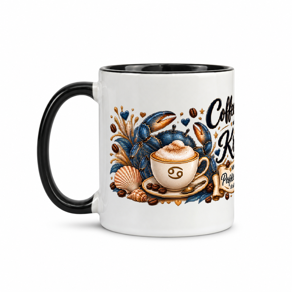 Krebstasse Kaffee — Schwarz/Weiß (Henkel links)