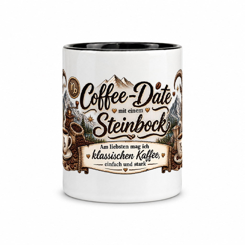Steinbocktasse Kaffee — Schwarz/Weiß (Mitte)