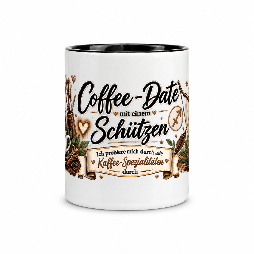 Schützetasse Kaffee — Schwarz/Weiß (Mitte)