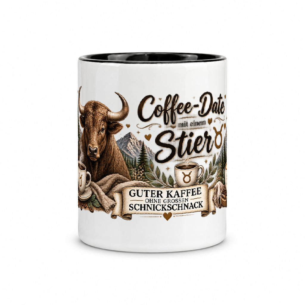 Stiertasse Kaffee — Schwarz/Weiß (Mitte)