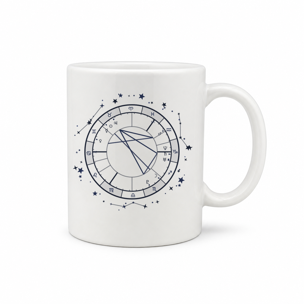 Dein Sternenhimmel – personalisierte Geburtshoroskop-Tasse — Weiß