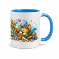 Katzen-Kaffeebecher Wassermann — (Hell)Blau/Weiß